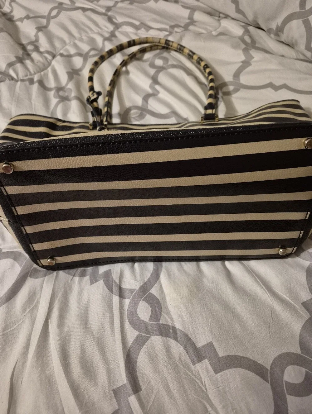 Kate Spade New York Navy and Cream Striped Tote Bag